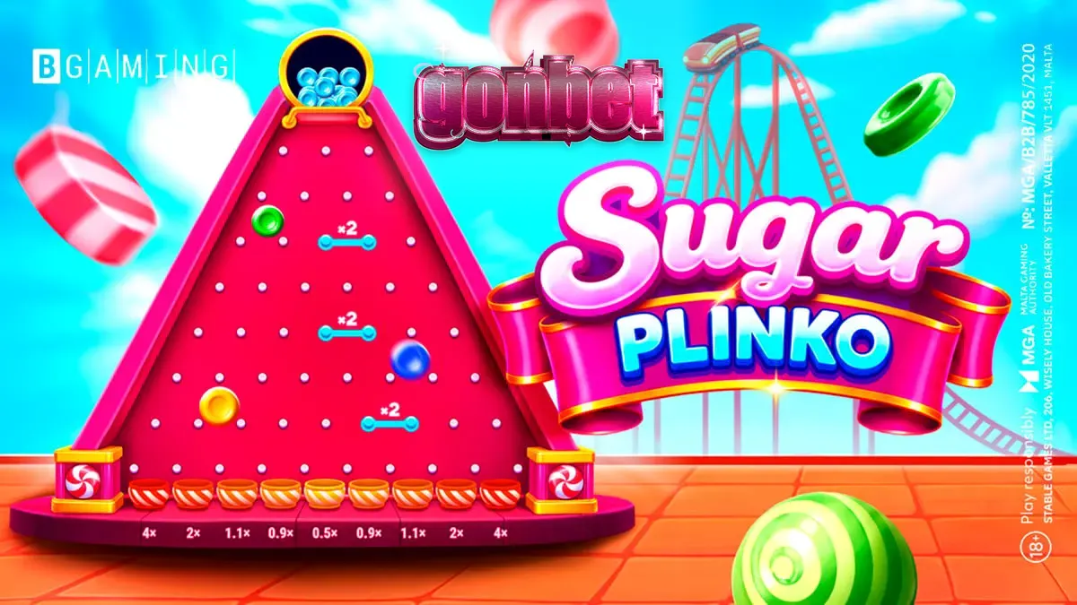 Tampilan antarmuka permainan Sugar Plinko dengan tema permen yang ceria